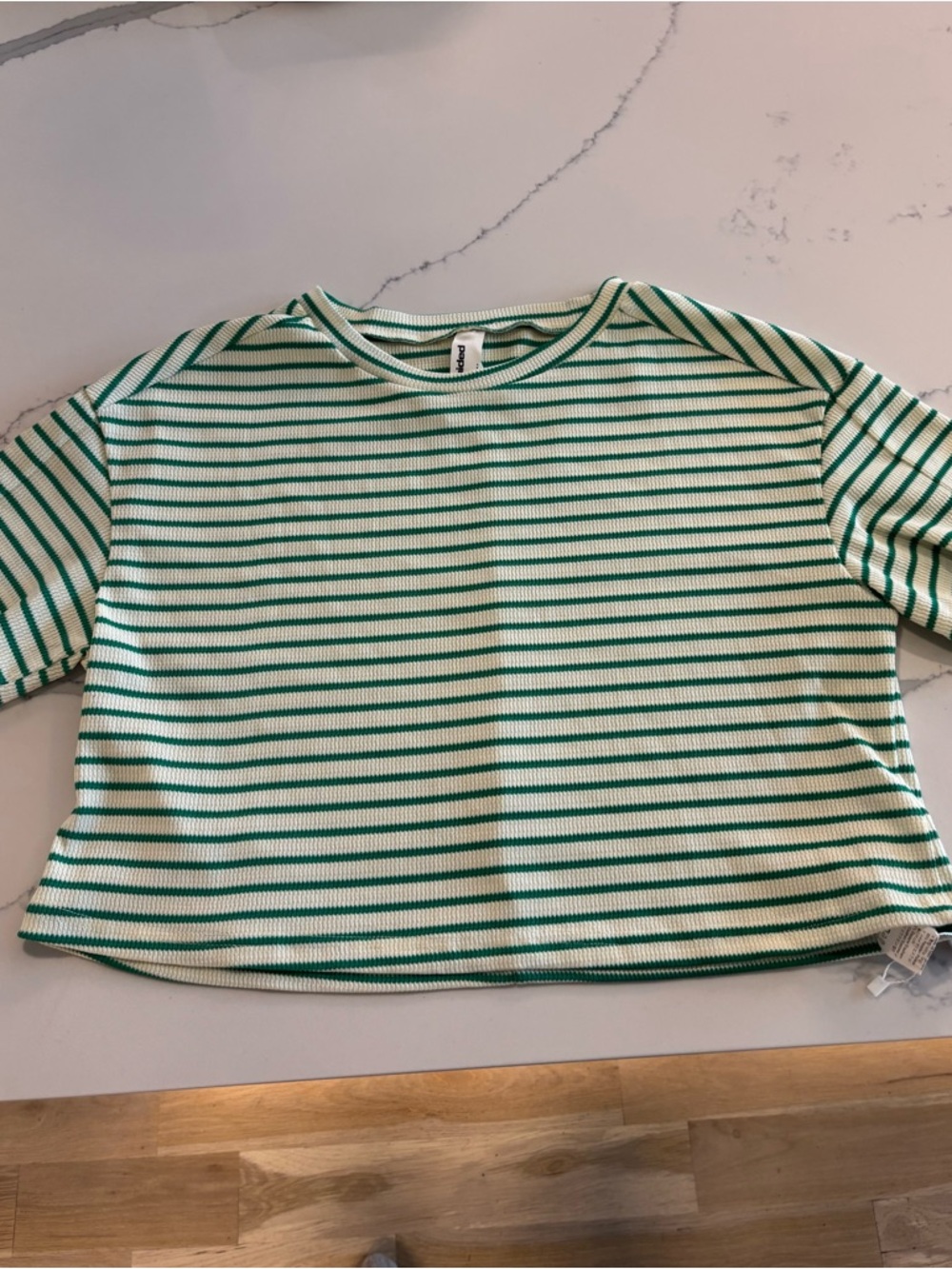 Missguided Green and White Striped Knit Crop Top